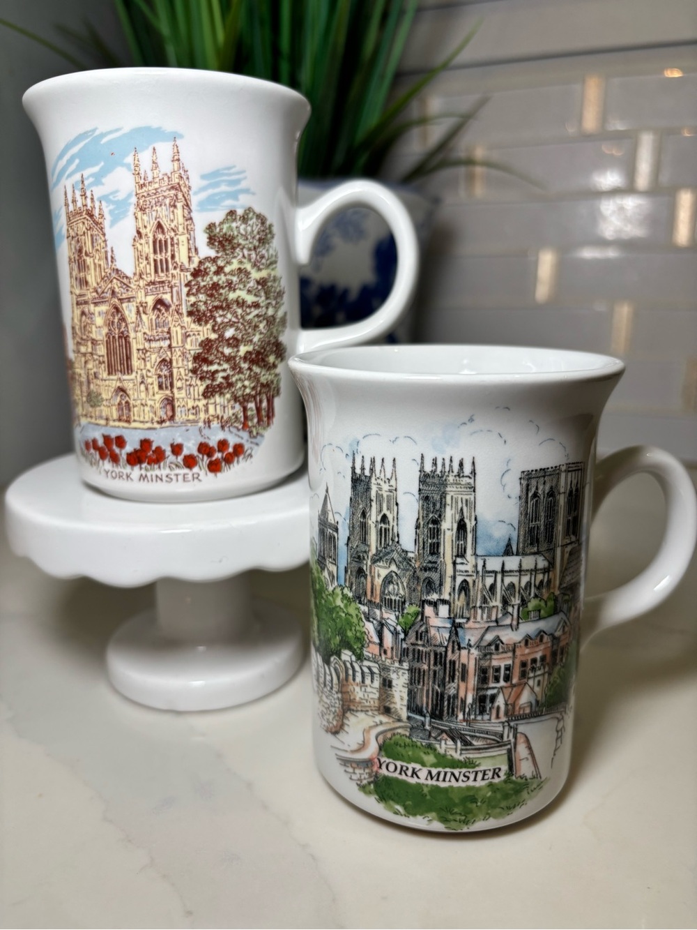 VTG Churchill England York Minster Mug Set of 2 Collectible British Heritage